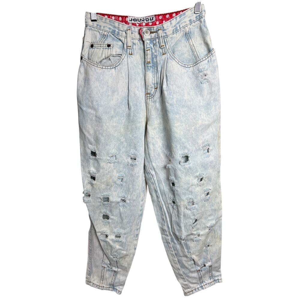 Vintage Jou Jou Light Acid Wash High Rise Hole Jeans Size 11/12